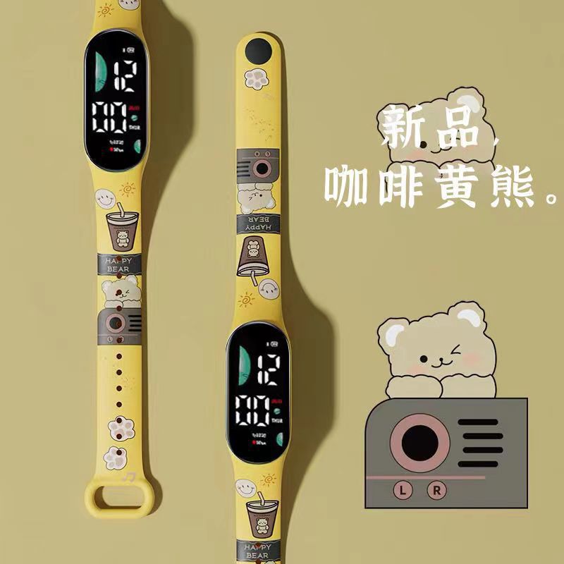 2024 explosión de chatarra oso de café M9 impresión pulsera relojes de pulsera niños estudiantes moda lindo reloj electrónico LED