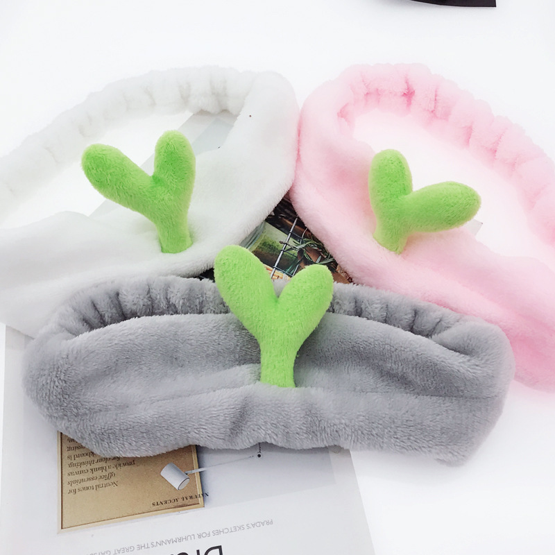 Estilo japonés y coreano cactus fresco brote de frijol plántulas banda para el cabello lavado facial banda para el cabello creativo Mori Girl Internet celebridad accesorios para el cabello simples