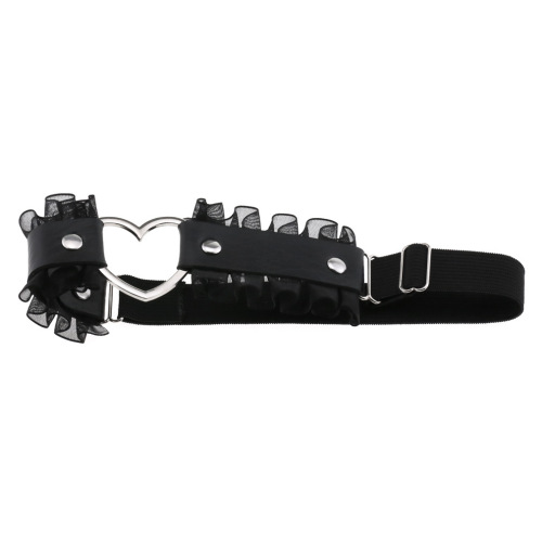 Harajuku's new soft girl PU leather peach heart love-shaped leg straps sexy lace graceful lace thigh ring garter belt