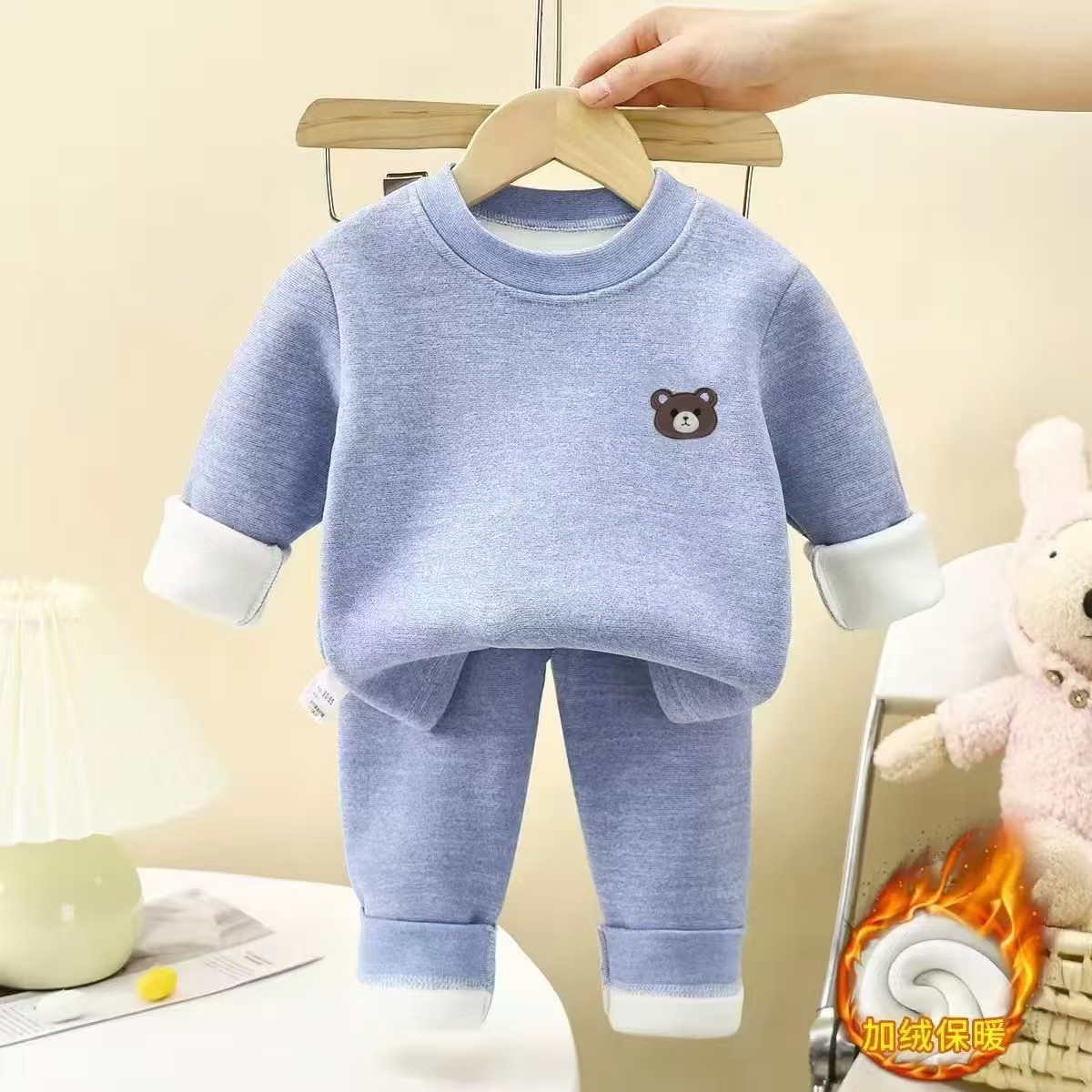 Trajes de calentamiento para niños más terciopelo engrosado otoño y invierno nuevo bebé ropa interior de fondo ropa interior de otoño para niños pantalones de otoño para niños