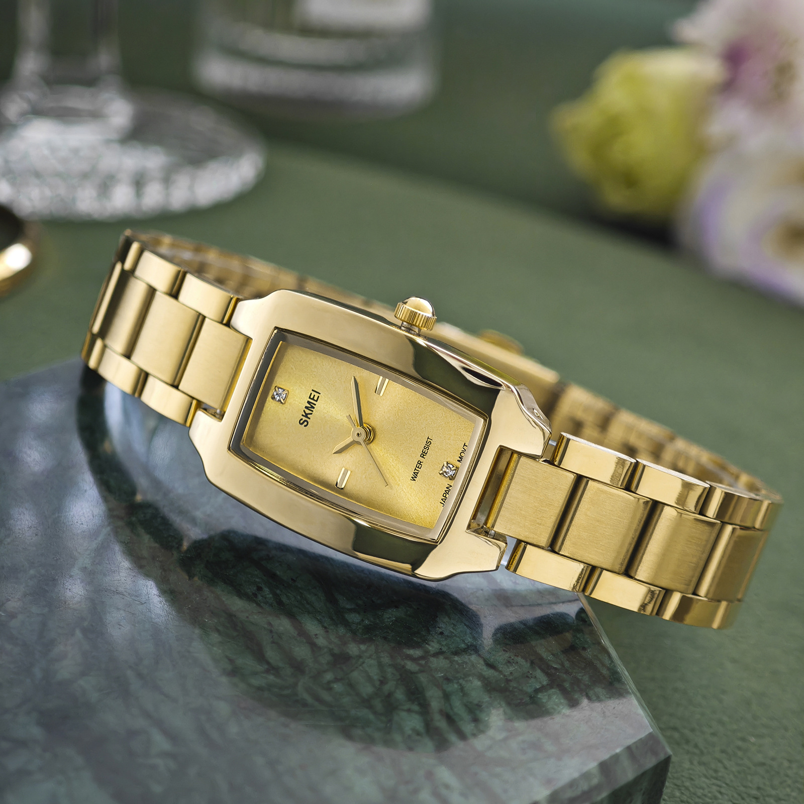 Fashionable elegant quartz watches, golden small sophisticated swiss watch, women's style, pink gold 3