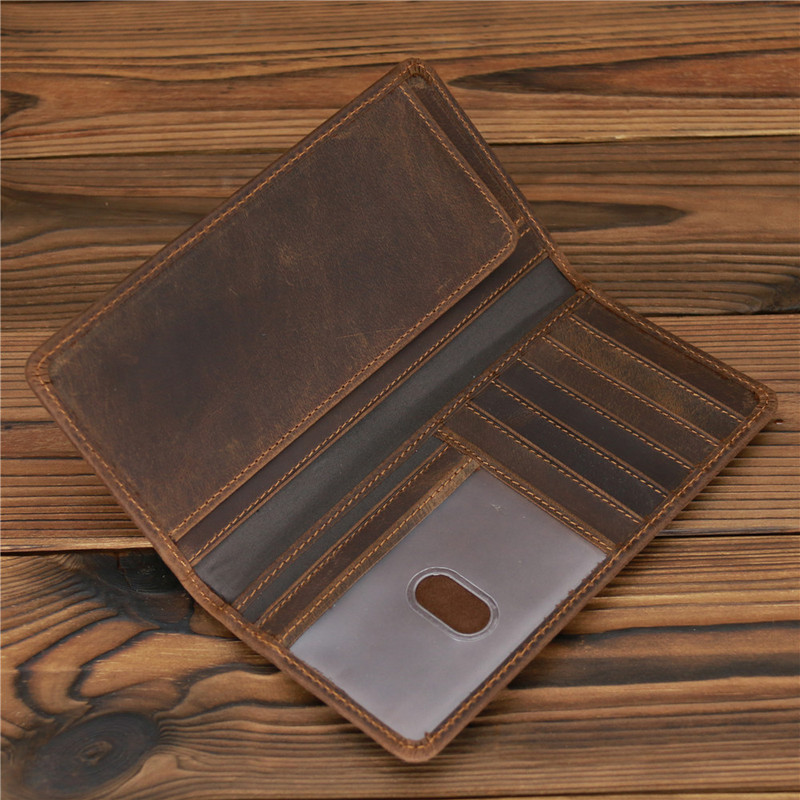 1081 Wallet Men's New Export Crazy Horse Leather Long Wallet First Layer Cowhide Genuine Leather Retro Card Holder Factory Wholesale