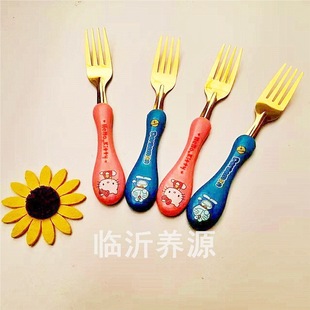 Children's cartoon fork Rice Fork Gold small fork