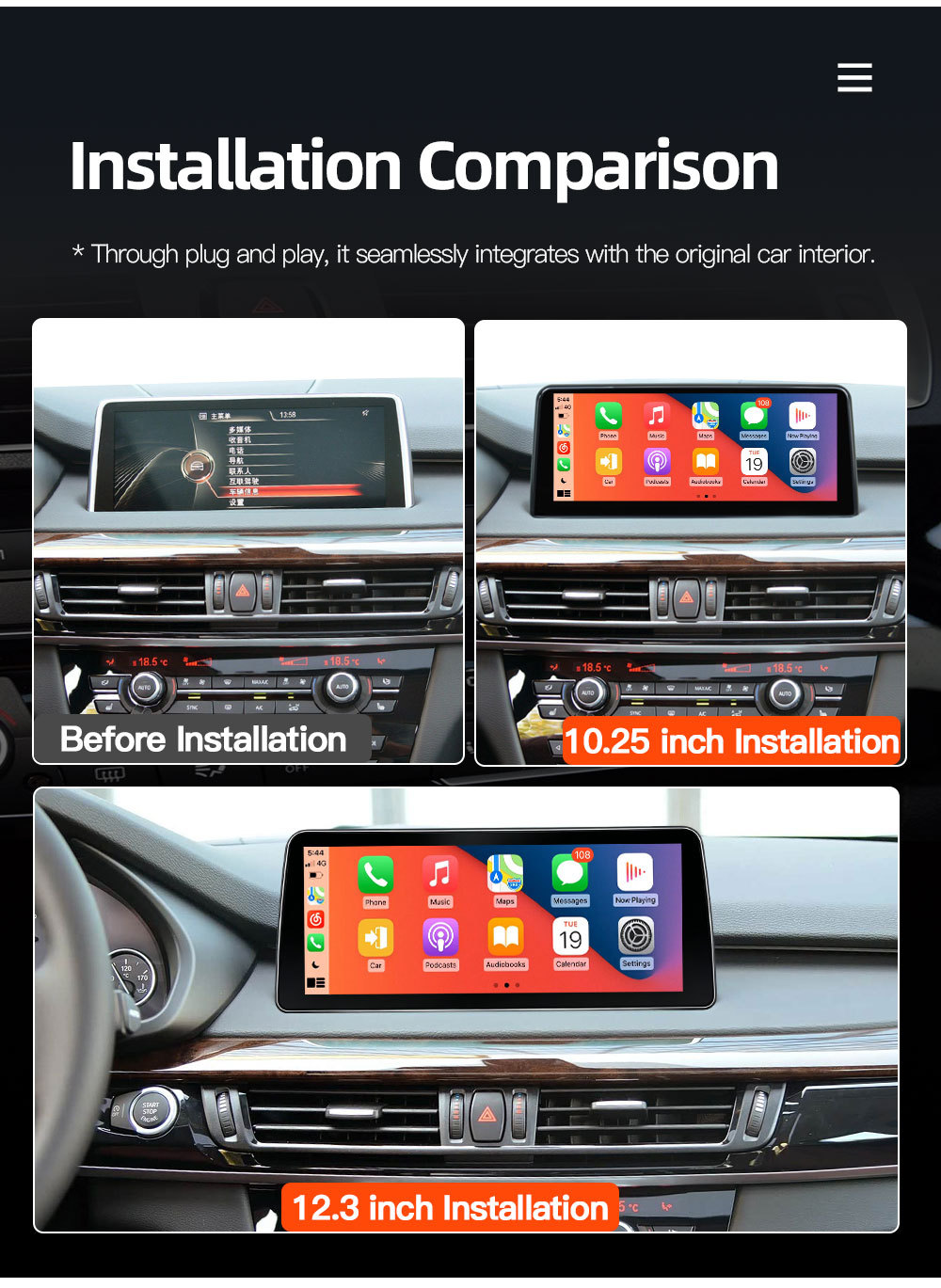 Suitable for Bmw X5 F15 Car-Mounted Intelligent Central Control Large-Screen Navigation All-In-One Machine Carplay Audio and Video Player
