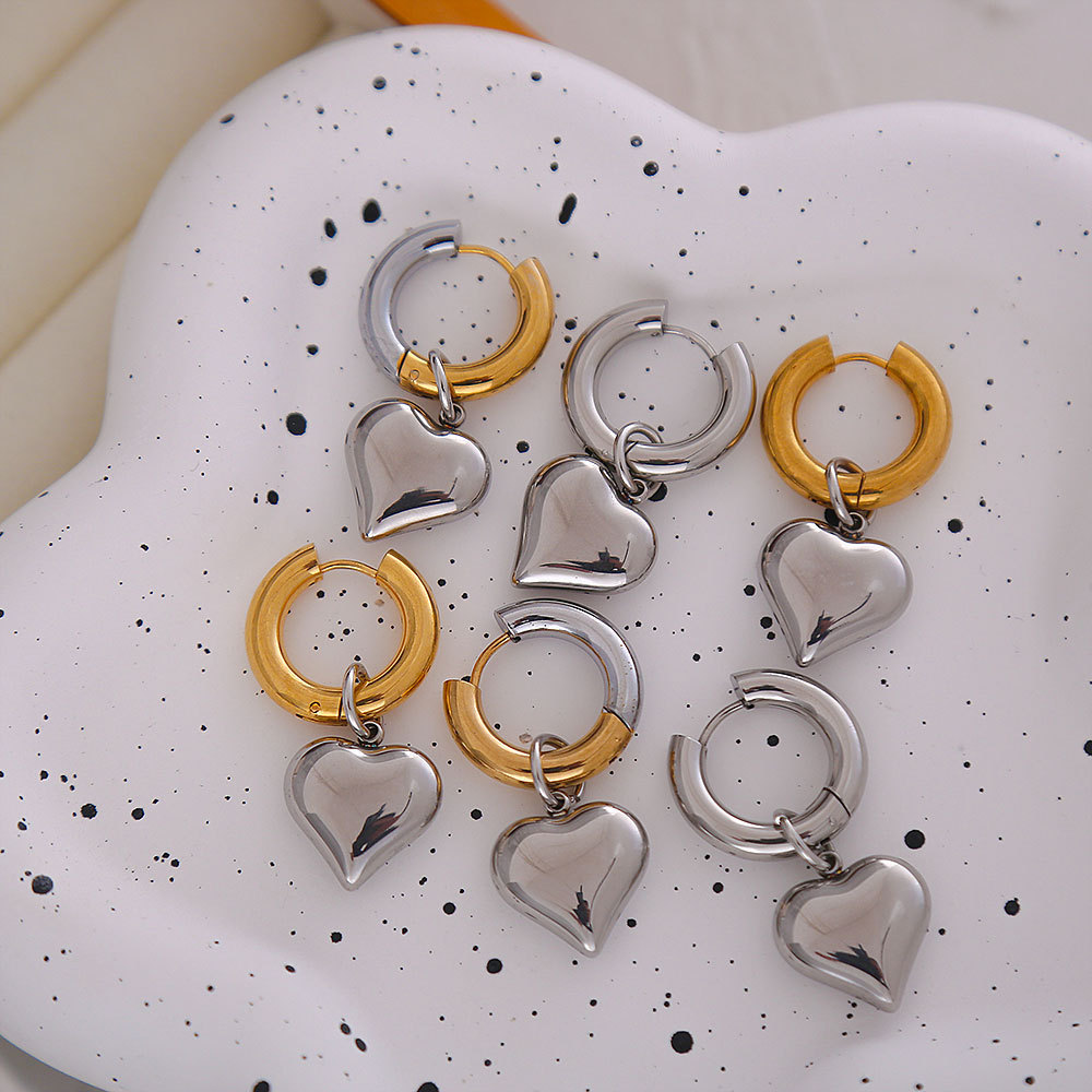 U Shape, Heart Shape Pattern Women's Gender Plating Design 1 Pair Basic Modern Style Classic Style U Shape Heart Shape Plating Titanium Steel Drop Earrings