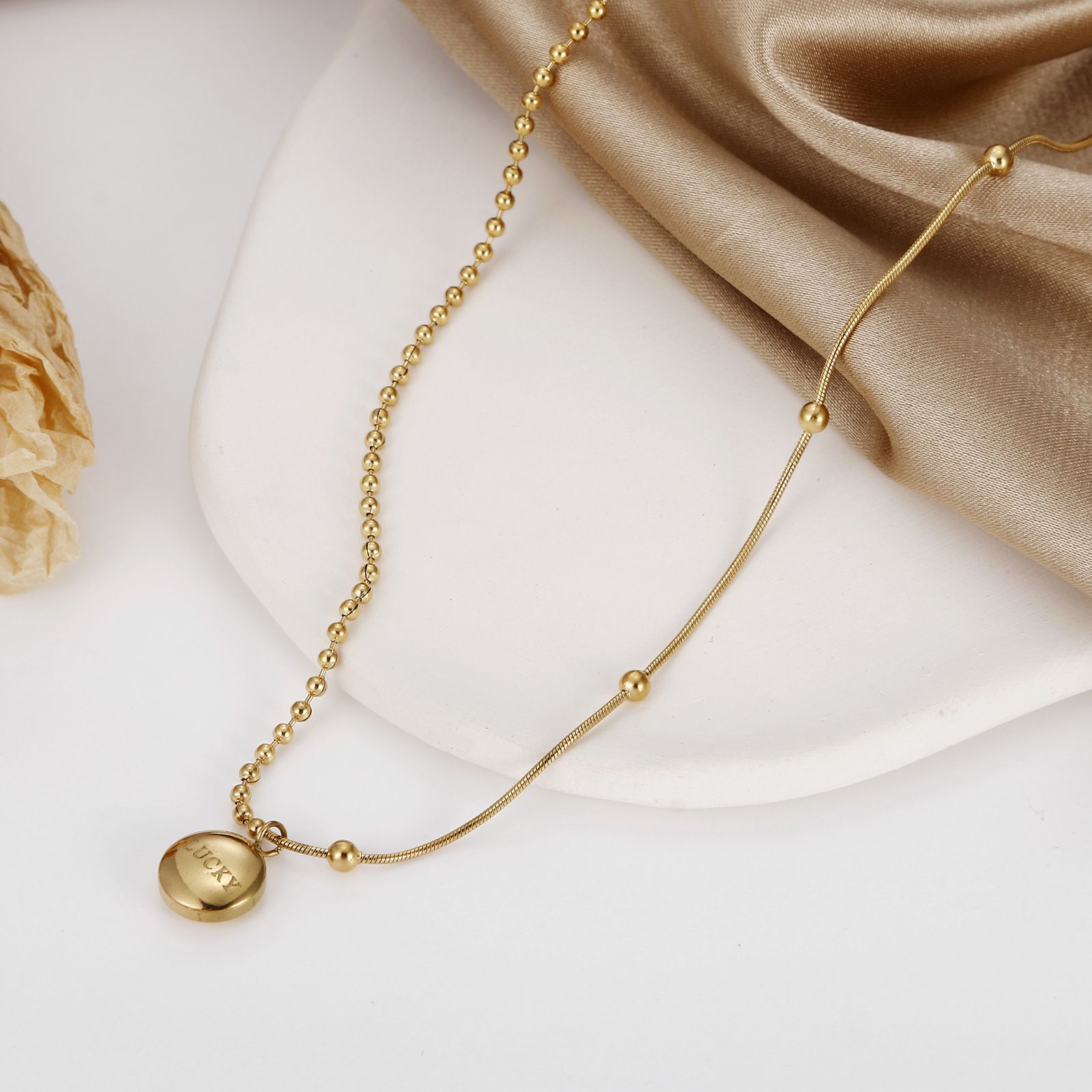 Modern Style Geometric Titanium Steel Necklace Plating Stainless Steel Necklaces