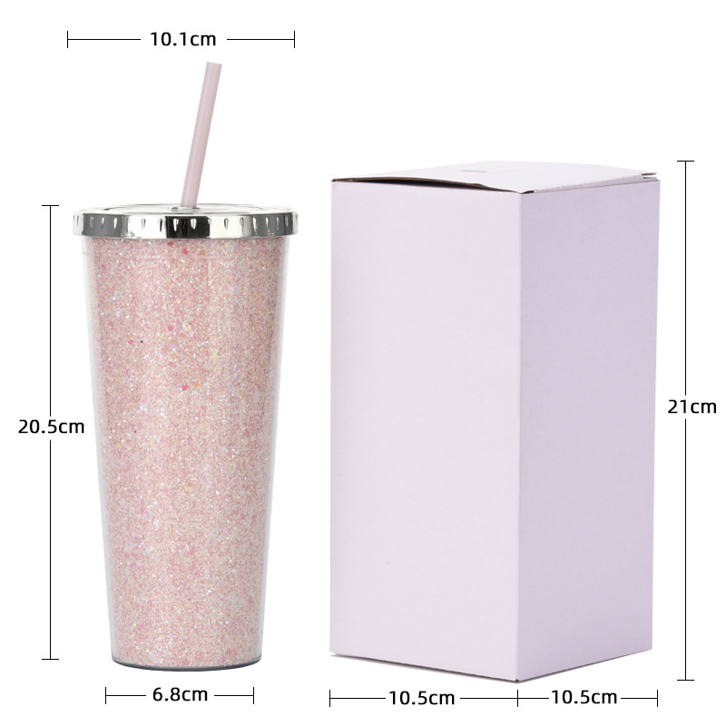 Copa de paja de plástico de doble capa de gran capacidad Amazon 24oz como taza de agua universal de comercio electrónico transfronterizo para estudiantes masculinos y femeninos