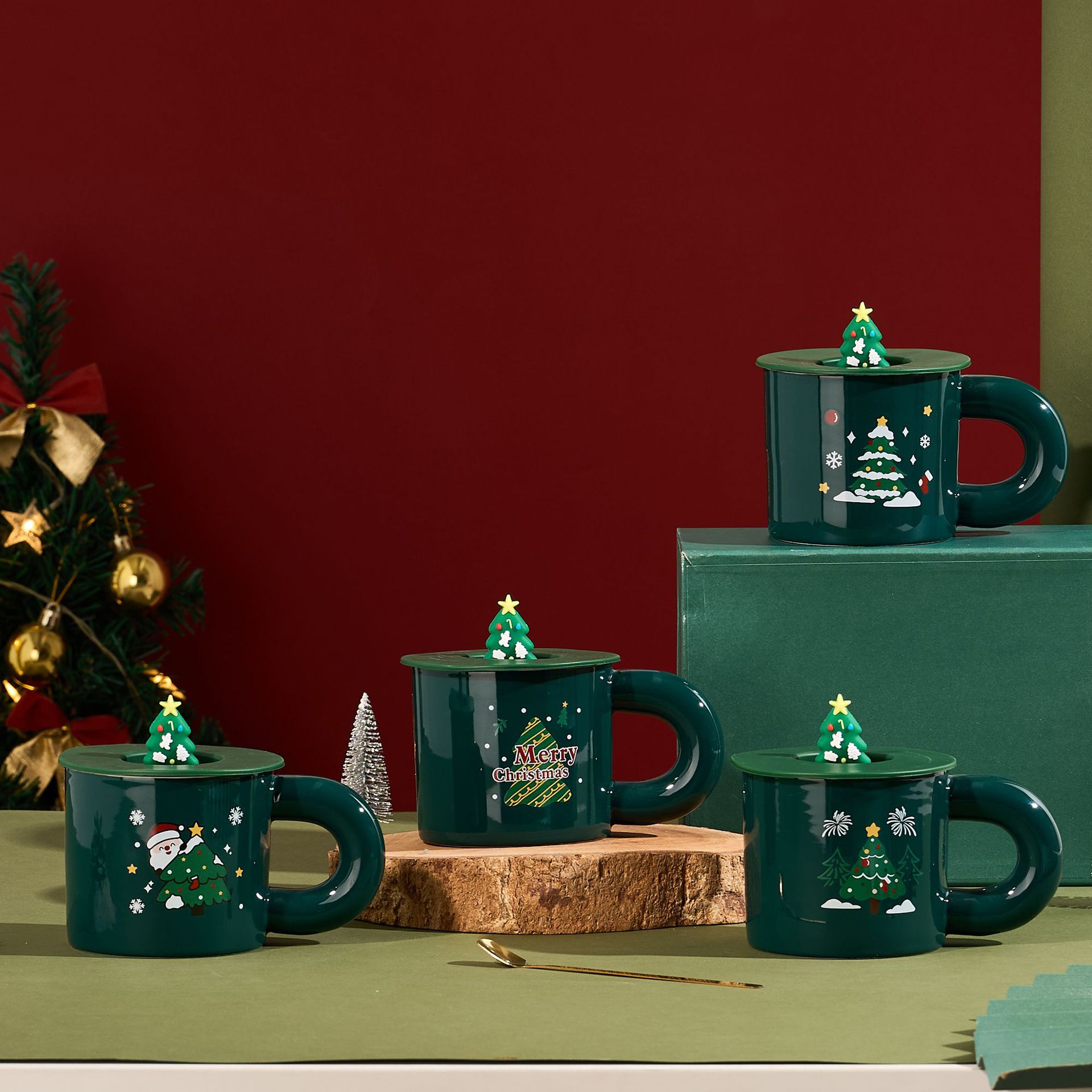 Regalos navideños, tazas de agua, tazas de souvenirs, dibujos animados creativos transfronterizos, tazas de Santa, tazas de cerámica