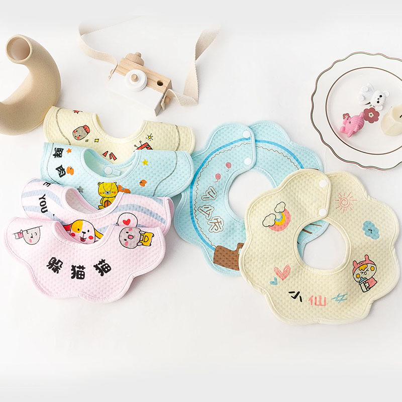 Baby bib baby saliva towel newborn warm absorbent bib 360 degree rotating cotton waterproof dining bag 0-3