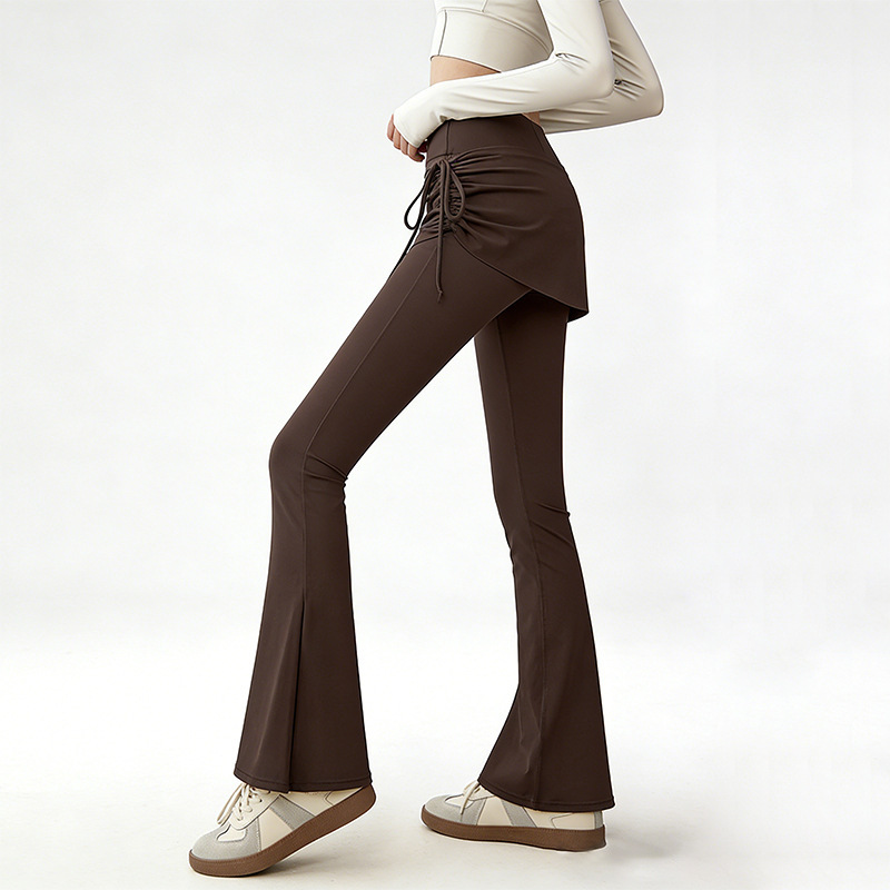 Running Sports Pilates Pants Training Pants Outer Wear Yoga Bell Bottoms Women's High Elastic High Waist Slimming Fitness Pants