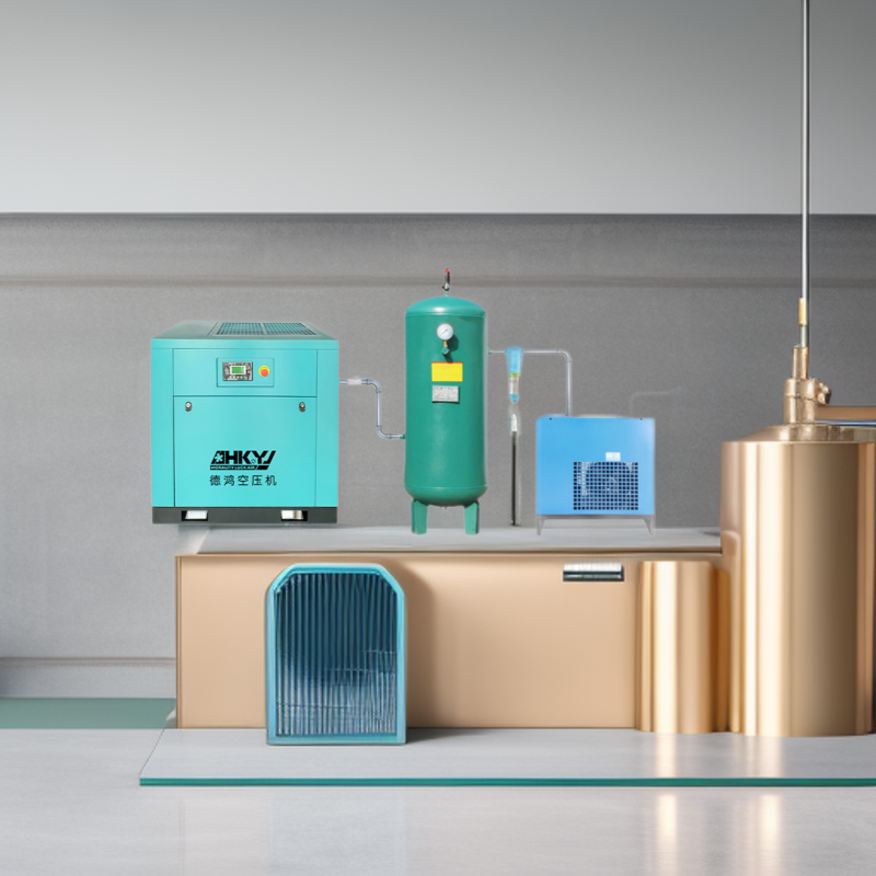 惠州德鸿小型螺杆空压机7.5Kw整套10kg储气罐干燥机配套 现货直销