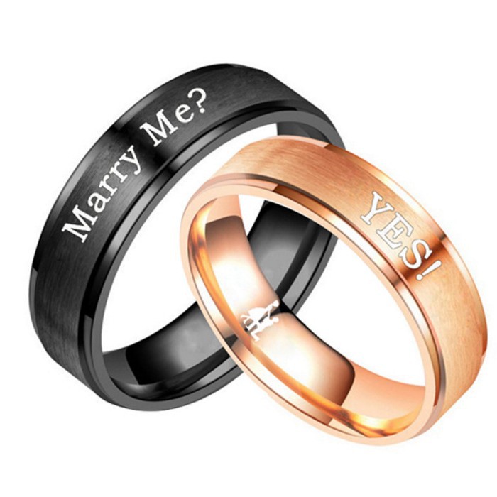 Personalized Creative Jewelry Marry Me Yes Ring Men's and Women's Wedding Ring Engagement Ring Titanium Steel Couple Ring