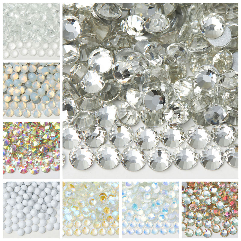 White Series Glass Rhinestone Nail Art Flat Bottom Diamond DIY Round Sticker Mobile Phone Case Doll Decorative Accessories