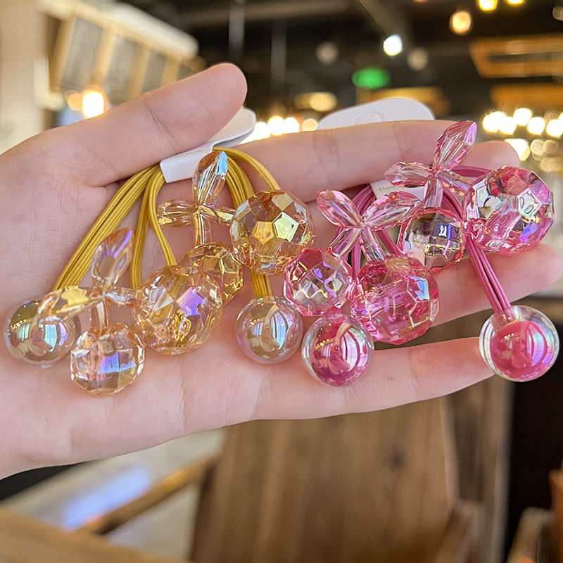 16g Weight Hair Tie Hair Accessories Type 2 Pieces Per Card Quantity Casual, Daily Occasion Acrylic Material cherry Festival Cherry Pattern All Seasons Season Kid'S Gender Sweet Style Sweet Kid'S Cherry Arylic Hair Tie 4