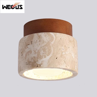 New Japanese-Style Wabi-Sabi Yellow Travertine Led Downlight Designer Retro Creative Entrance Corridor Foyer Balcony Light