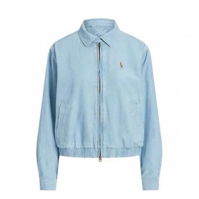 Cross-Border High-Quality Rl Laffy Pony Embroidered Thin Denim Blue Jacket, Lazy and Versatile Top Cross-Border High-Quality Rl Laffy Pony Embroidered Thin Denim Blue Jacket, Lazy and Versatile Top