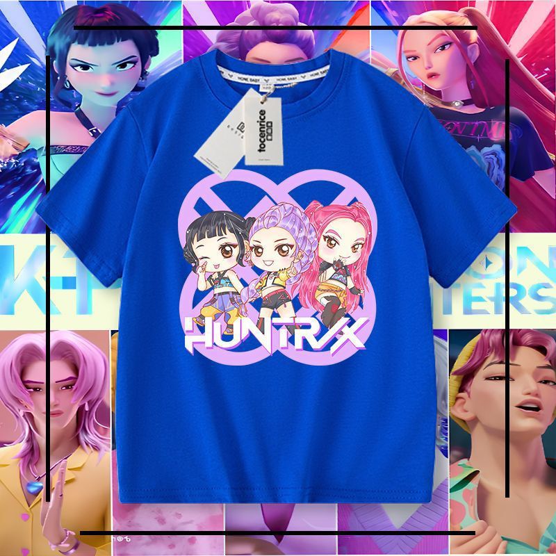 猎魔女团HUNTRX印花女童薄款t恤短袖中小童夏装韩版亲子装上衣ins|undefined