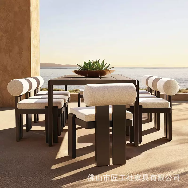 柚木户外庭院沙发组合家具露台室外别墅民宿实木防水防晒茶几桌椅