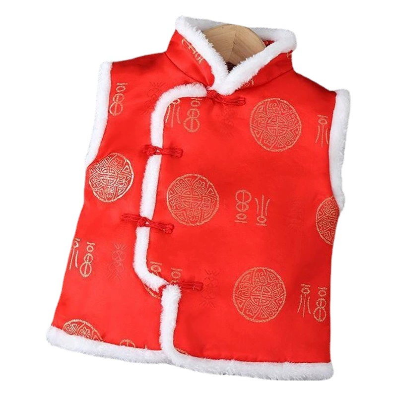 Детский новогодний костюм Тан, жилет для выступлений в детском саду, утолщенная одежда для новогодних выступлений, одежда для рождественских выступлений