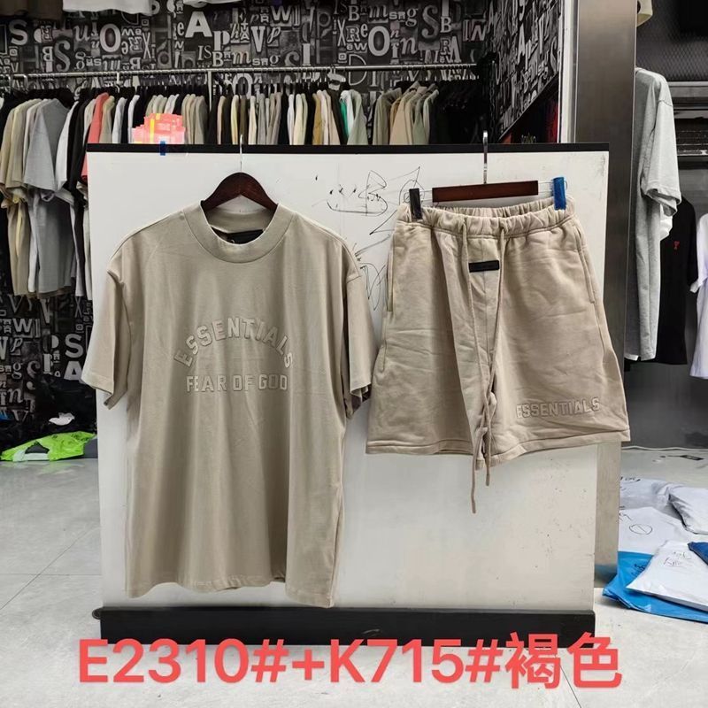 FOGESS Camiseta de cuello redondo, manga corta, camiseta de cuello de terry, pantalones cortos, set suelto, moda masculina, juventud, 18 - 24 años