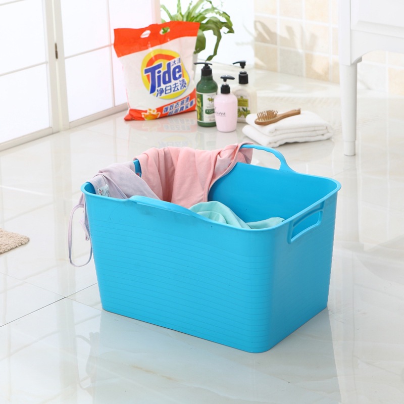 Household Large Laundry Basket Pe Soft Plastic Storage Basket Dirty Clothes Basket Sundry Toys Multi-Functional Bathroom Storage Basket