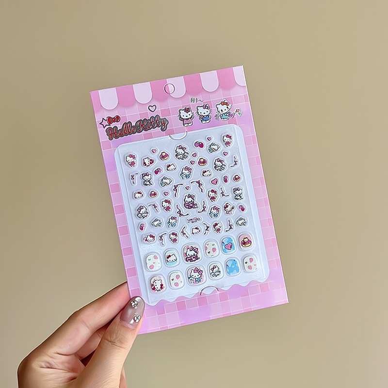 Nuevos productos para niños goteando estereoscópico desgaste de uñas bonitas chicas Bao dibujos animados adhesivo posterior parche de uñas falsas productos terminados de uñas image 158