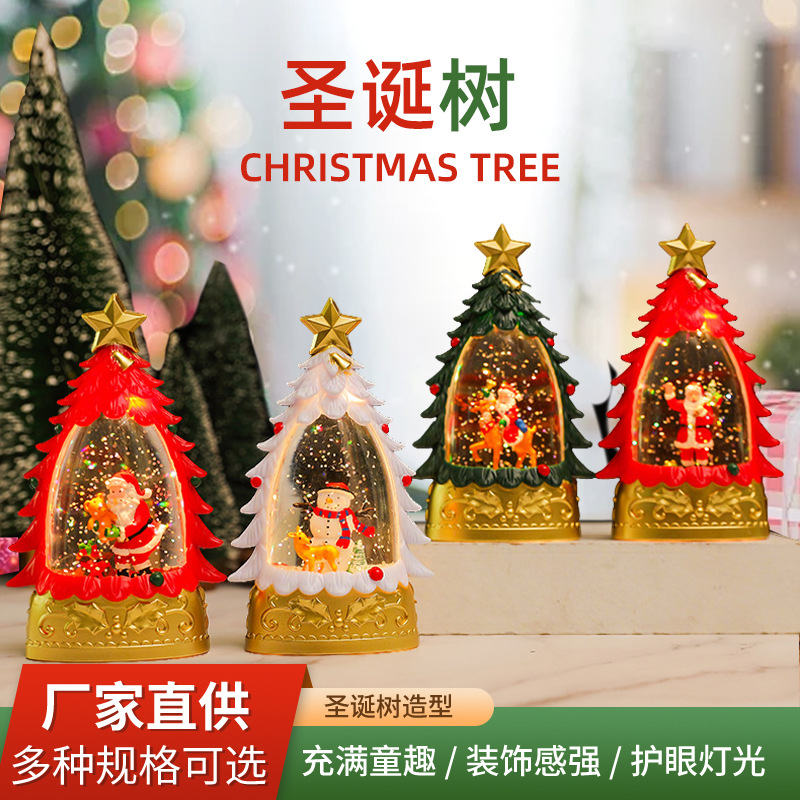 Decoraciones de Navidad lámpara de vela luminosa agua árbol de Navidad luz de noche decoración de ventanas regalos de Navidad niños al por mayor