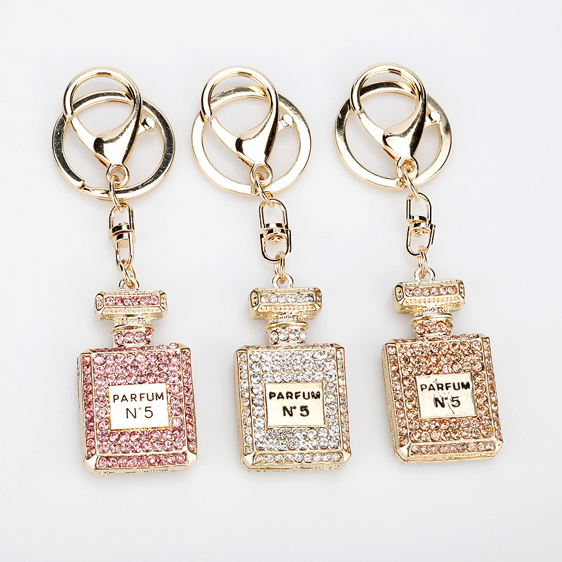 Fashion Perfume Bottle Alloy Inlay Rhinestones Women's Bag Pendant Keychain 1 Piece display picture 1