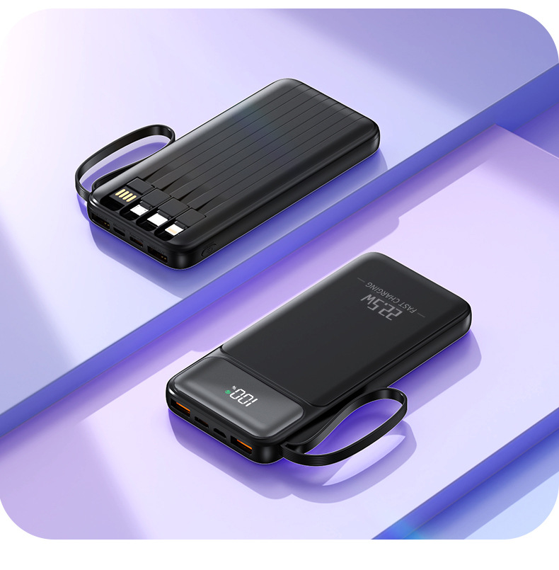 3C certified cross-border wired fast charging portable charger with customized digital display slim 10000mah mobile power bank