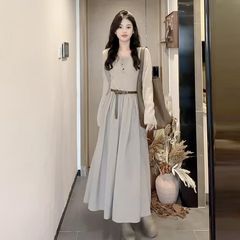 2025新款秋季流行风格法式长袖连衣裙子女装初早秋气质设计感长裙