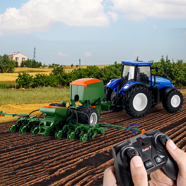 跨境电动遥控收割机农夫车玩具农用拖拉机工程车仿真农场运输车模