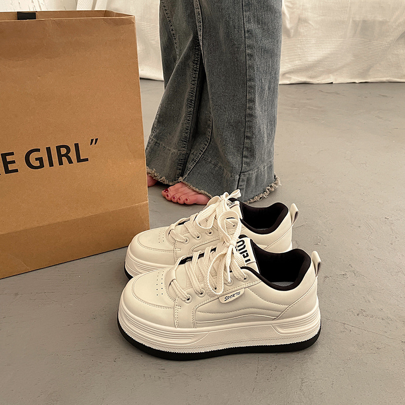 Baskets Blanches À Plateforme Pour Femme Style Décontracté Chic_voghion.com