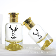 スポット 30ml50ml 円筒形香水空ボトル結晶透明ガラス香水詰め替えボトルプレススプレーボトル