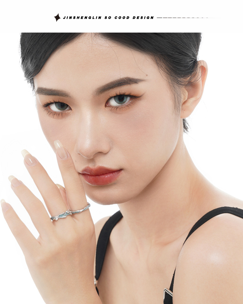 Simple Style Irregular Silver Drip glazed Open Ring 1 Piece