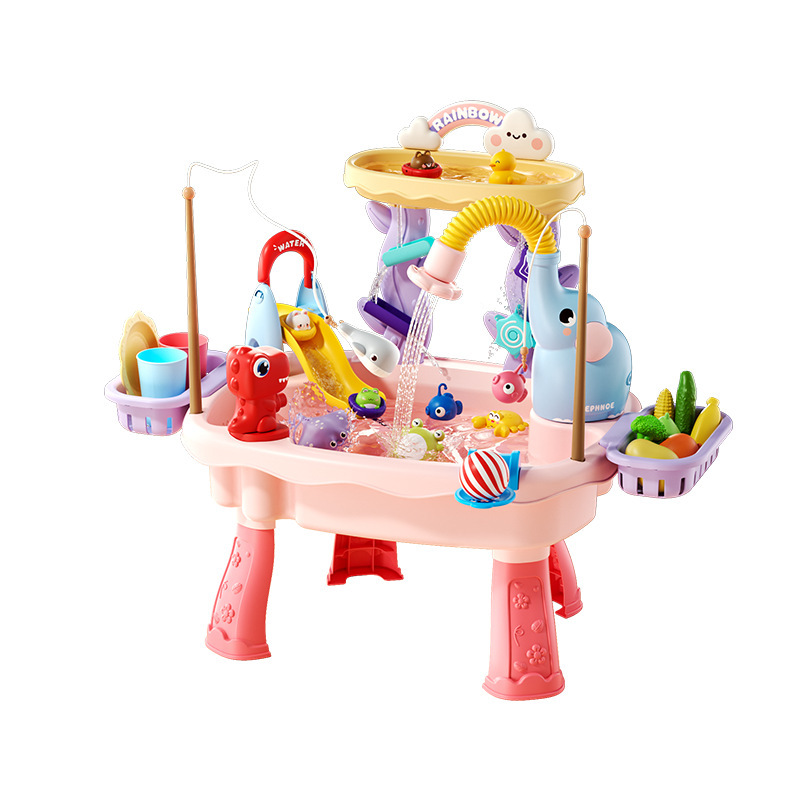 Circulación eléctrica transfronteriza para niños, mesa de agua, mesa de pesca de animales, fregadero, cocina, juguetes de agua caseros