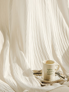 2024 New Swallowtail Gauze Curtain White Curtain Light-Impermeable French Cream Color Blocking Curtain Blackout Weiyan