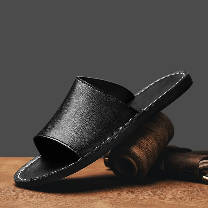 Летние мужские шлепанцы 2025 года, модные и универсальные сандалии большого размера, сшитые мужские сандалии, легкие.