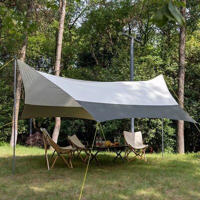 210T象牙白户外天幕帐篷野营蝶形六角防雨防晒防紫外线遮阳