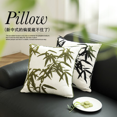 新品繡花抱枕套墨竹系列家用客廳沙發腰靠布藝新中式會議室靠墊套
