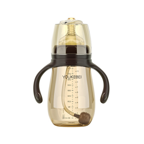 Baby bottle imitation breast milk newborn baby wide diameter PP bottle with handle baby straw bottle manufacturer wholesale