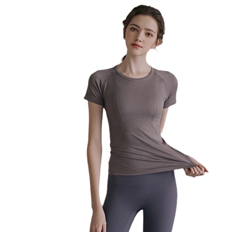 요가복 여성 2024년 신상품 필라테스 트레이닝 여름 반팔 피트니스 상의 수트 스포츠 티셔츠