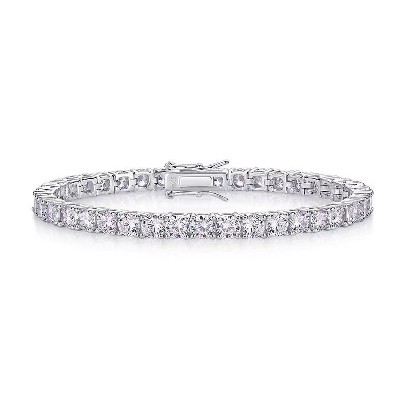 European and American Accessible Luxury Tennis Chain Moissanite Bracelet Exquisite Elegant 925 Single Row Full Diamond High-End Hand Jewelry for Men and Women