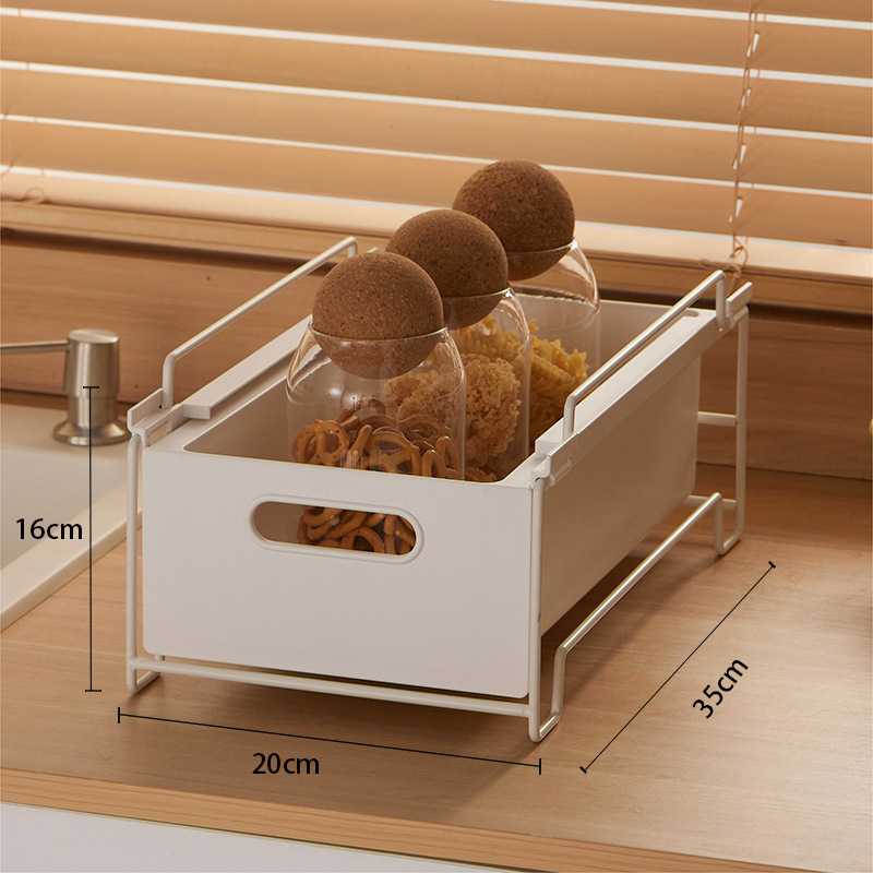 キッチンシンクの下の引き出し式収納ラック、食器、調味料収納ラック、キャビネット内のスナックやおもちゃ、多層バスケット|undefined