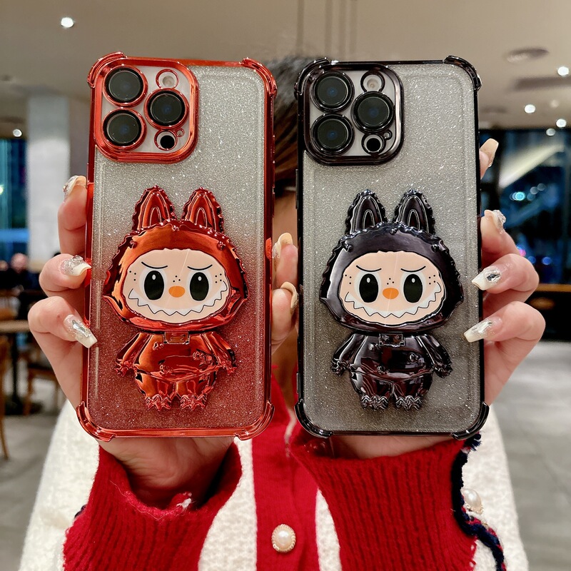 Suitable for iPhone15Promax Transparent Phone Case Apple 16 Glitter Paper Bracelet Electroplated Border Protective Case