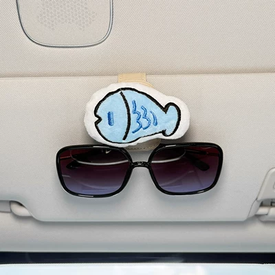 Car Interior, Sunshade Magnetic – Car Glasses Clip/Bill Clip - off-white-glasses-with-a-blue-fish-clip