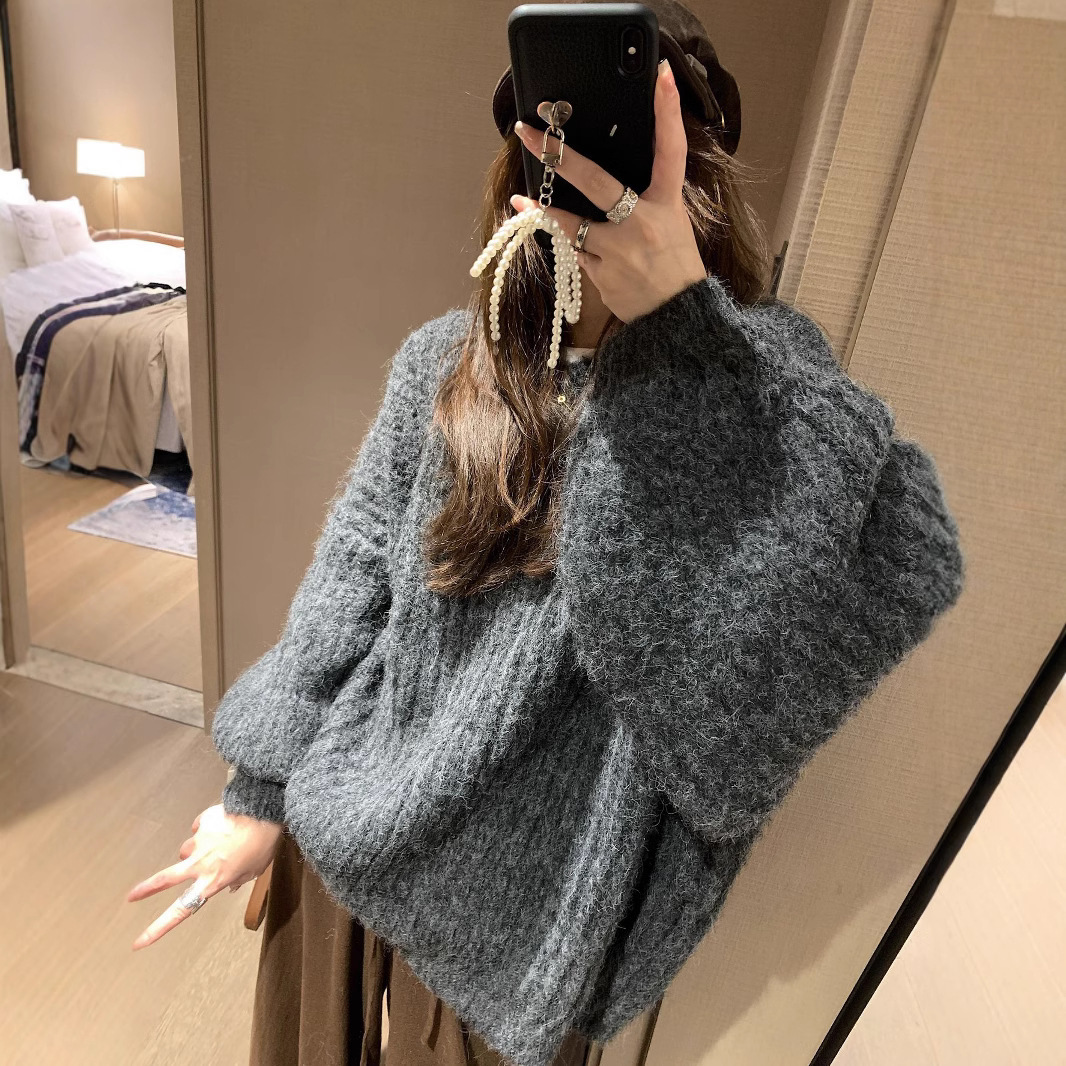 24 Dongpuyuan linterna de comercio exterior manga agujero suéter grande flojo suelto delgado chaqueta de punto