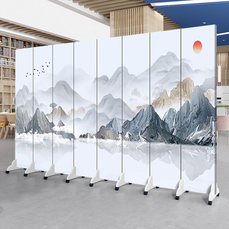中国風の風景画スクリーンパーティションリビングルームオフィスエントリーベッドルーム折りたたみモバイルシンプルモダンなティールームブロック|undefined