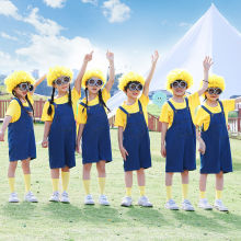 六一儿童小黄人舞蹈服演出服可爱背带裤套装男女童幼儿园表演服装