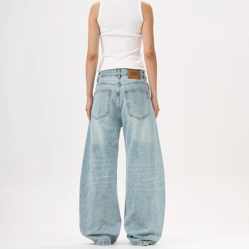橙绢 Bamboo jeans for men and women, trousers, American style, loose fit