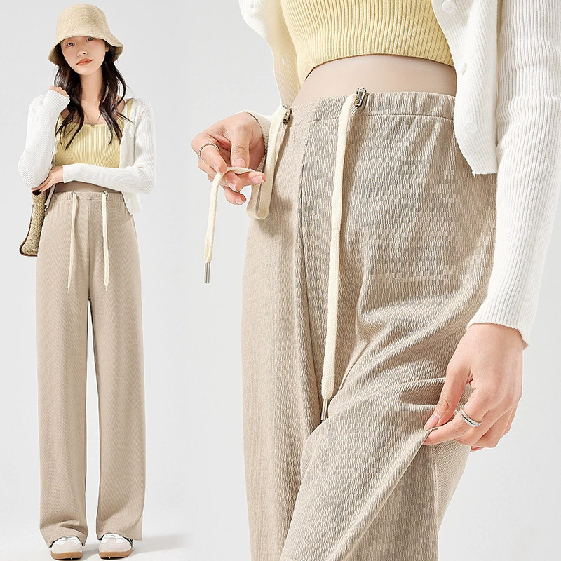 Good Sagging Anti-Wrinkle Ice Silk Cool Texture Pregnant Women's Pants Sunscreen Loose Spring and Summer Drawstring Narrow Wide Leg Pants